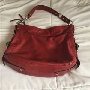 Red coach shoulder bag